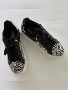 Michael Kors Romey Lace Up - Black and Silver Crystal Embellished Sneakers